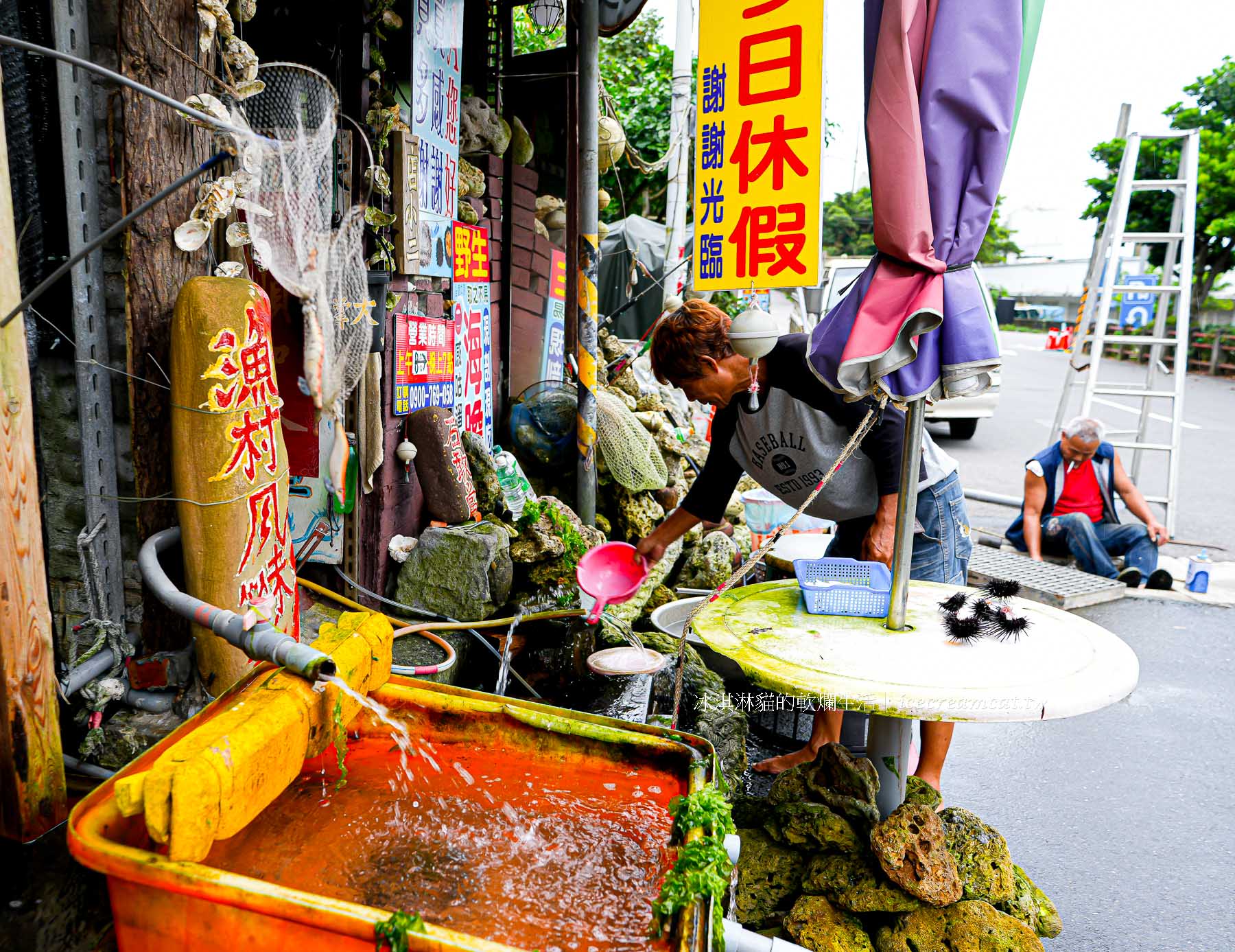 【萬里美食】馬糞海膽現剖推薦，龜吼漁港野生海膽必吃，地址在漁澳路85號2 @冰淇淋貓的軟爛生活