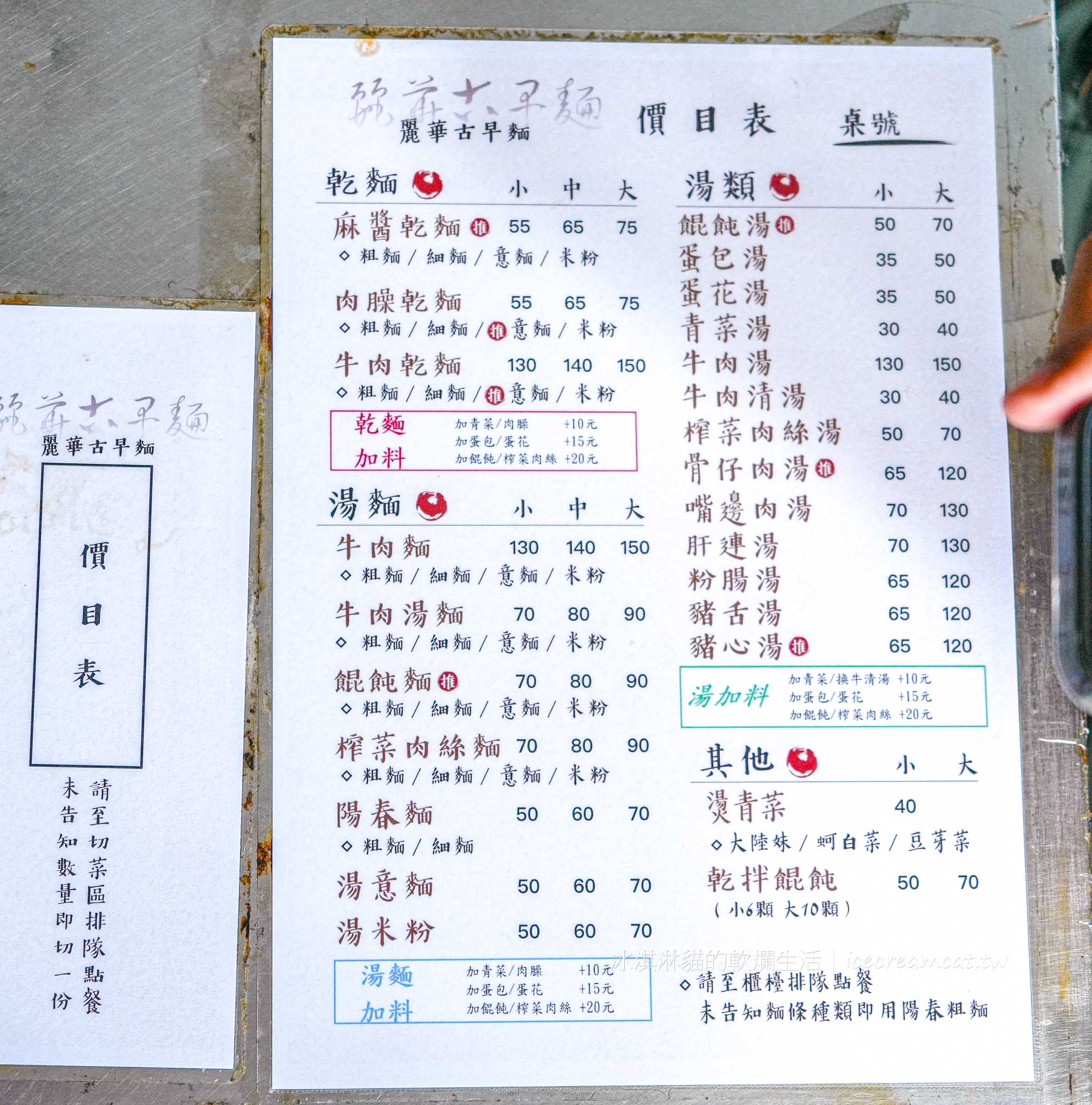 【北投石牌捷運美食】麗華古早味麵攤，菜單必點滷味拼盤與麵食 @冰淇淋貓的軟爛生活