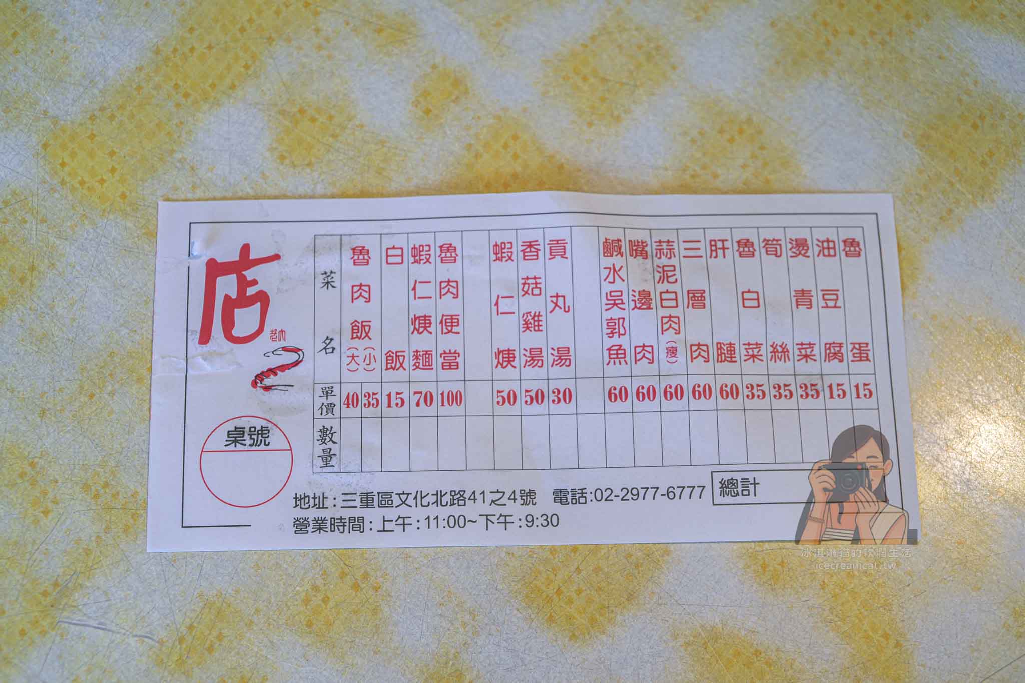 【三重美食】店老大魯肉飯，米其林推薦店小二分店，菜單必點滷肉飯與蝦仁羹 @冰淇淋貓的軟爛生活