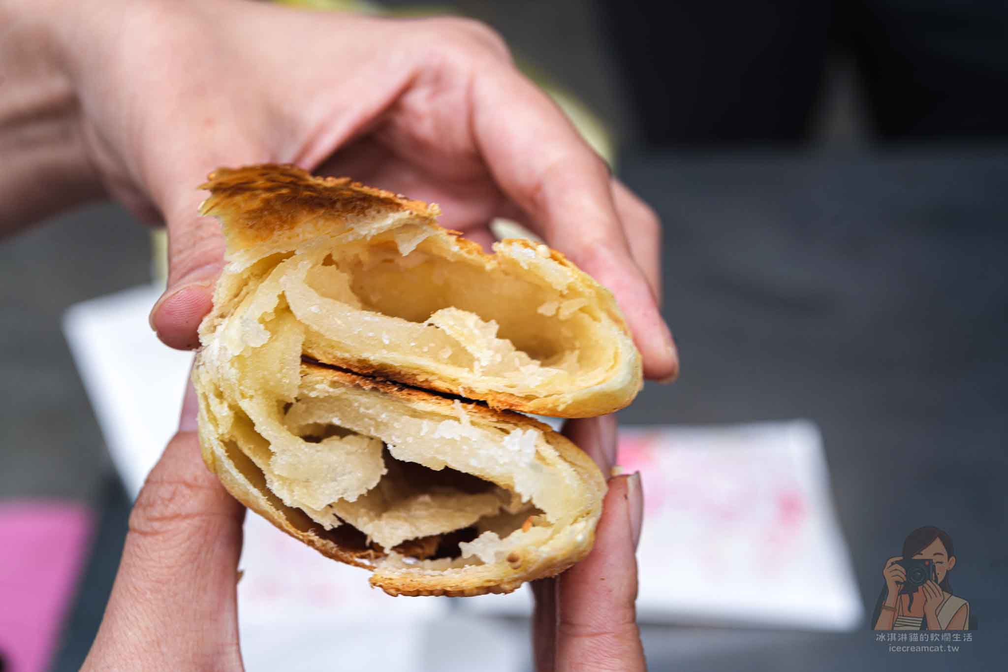 蘆洲湧蓮寺夜市胡椒餅【三民高中站美食】排隊必買炭烤奶香胡椒餅和小酥餅 @冰淇淋貓的軟爛生活